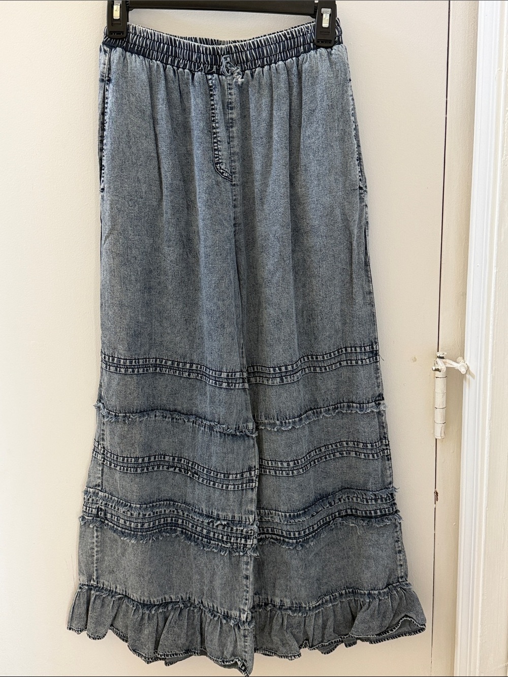 Shein Wide Leg Tiered Denim Jeans